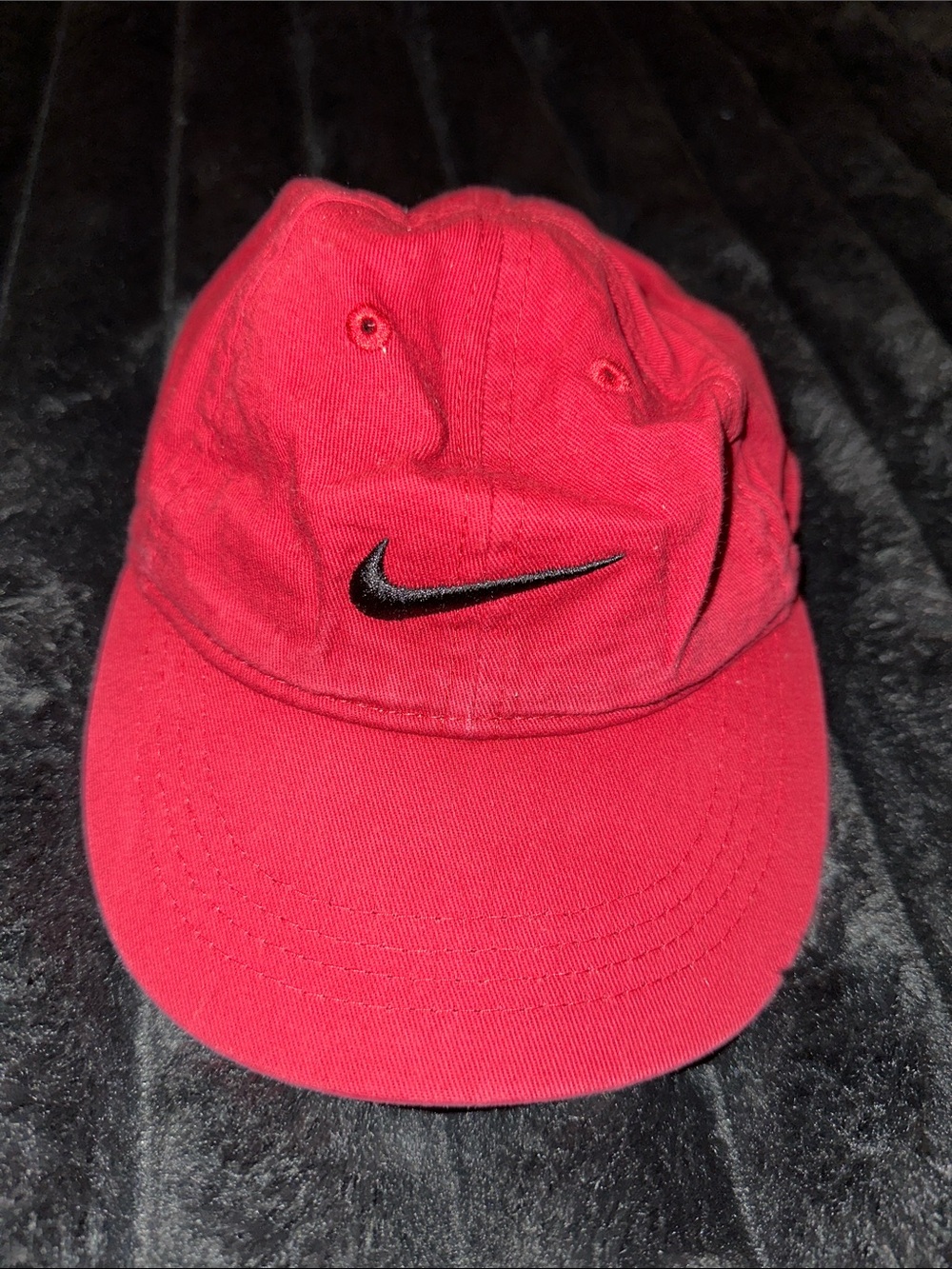 Nike Kids Red Baseball Hat with Black Swoosh